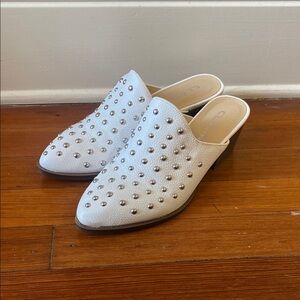 Studded White Mules